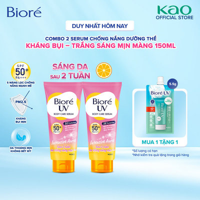 Combo 2 Serum Chống Nắng Dưỡng Thể Kháng Bụi - Trắng Sáng Mịn Màng Biore 150ml