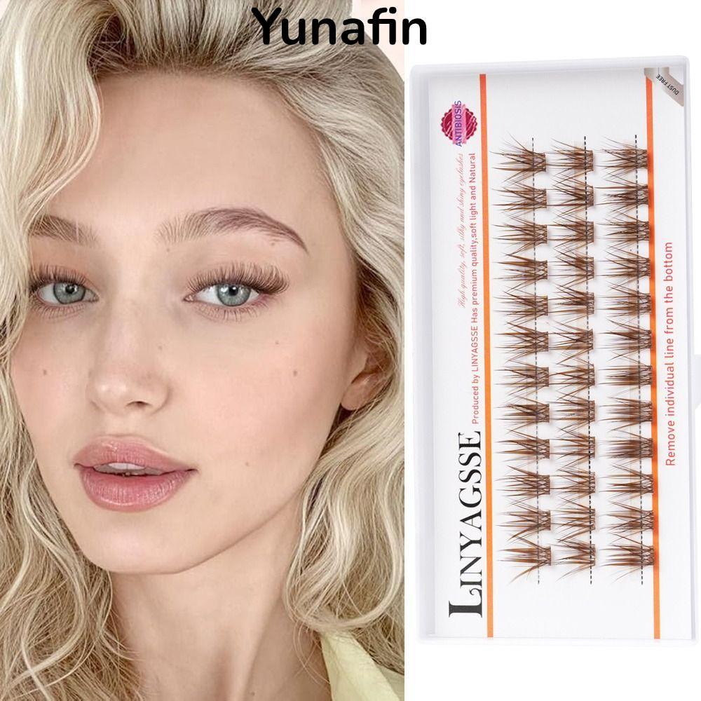 Lông mi cụm Anime màu nâu YUNAFIN, dài 11 ~ 15mm C / D Curl Lông mi riêng lẻ, Lông mi truyện tranh g