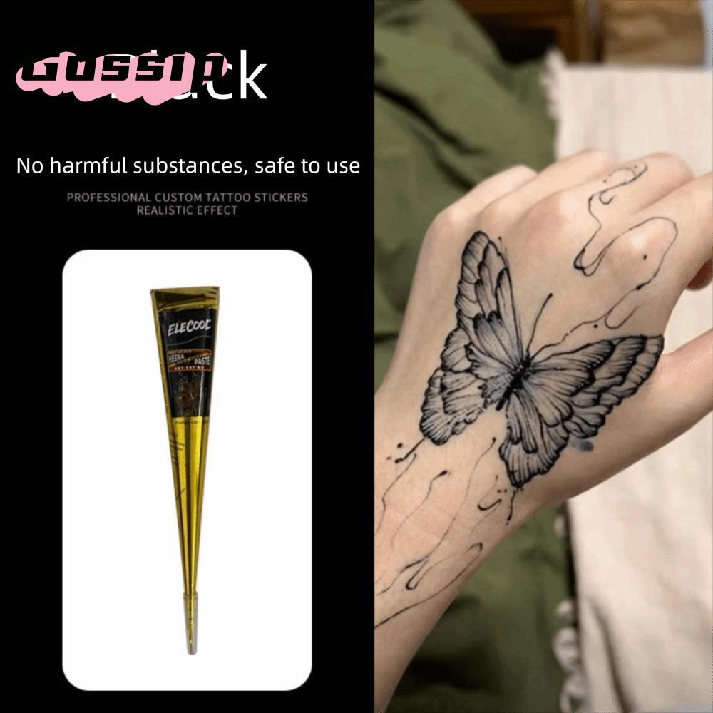 GOSSIP Henna Tattoo Cream, Black Brown Semi-permanent Henna Paste Cone, Henna Cream Tạm thời Dễ sử d