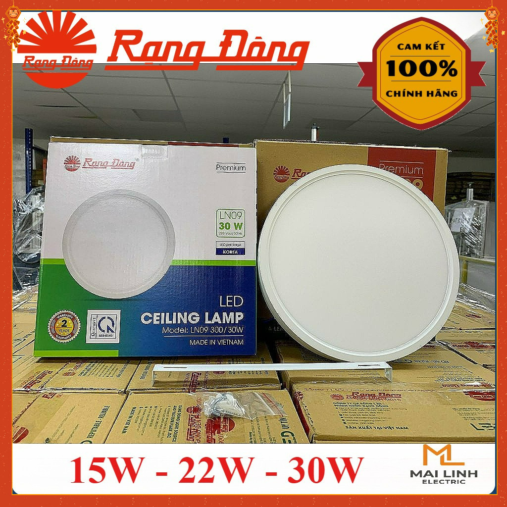 {Rạng Đông} Đèn Led Downlight ốp nổi trần Tròn (Đế Nhôm) 15W-22W-30W (Đế Nhôm) - Tản Nhiệt - Siêu sá