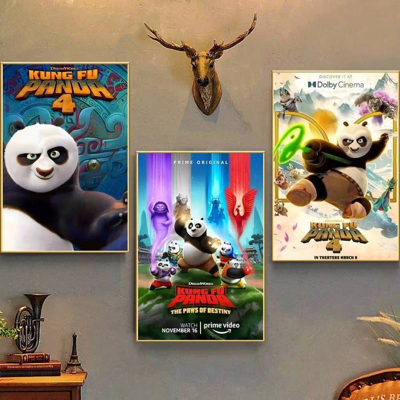 Kung Fu Panda Anime Dễ Thương Retro Poster Không Khung HD Canvas Treo Tường Nghệ Thuật Tranh Phòng N