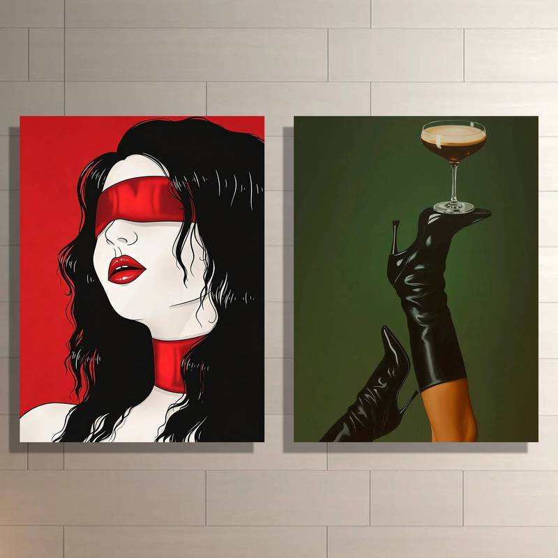 Bộ nghệ thuật treo tường bằng vải Canvas nghệ thuật Pop Art hiện đại dành cho nữ, tác phẩm nghệ thuậ