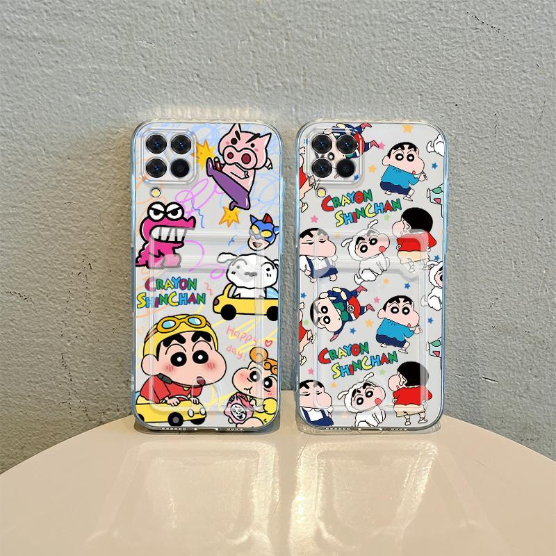 Hộp Đựng Thẻ Cho Samsung Galaxy A12 M12 A22 M22 M32 4G 5G Crayon Shin-chan Cặp Đôi TPU Mềm Chèn Ảnh 