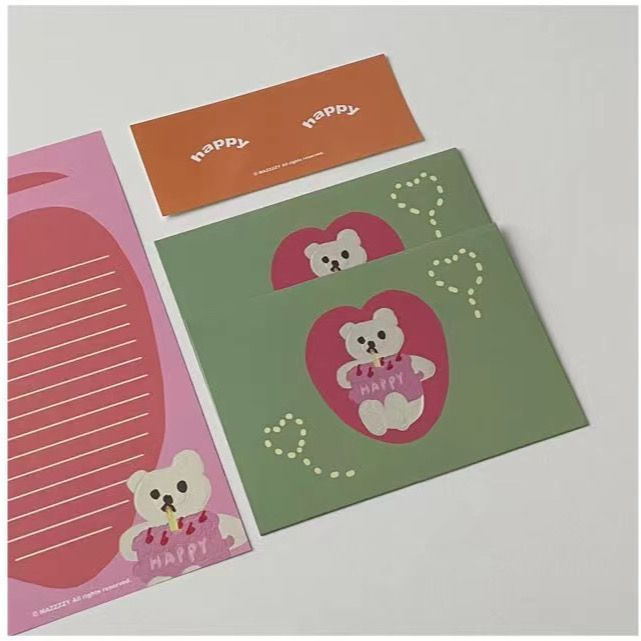 Birthday Bunny ins New product Romantic bear set for couples, letter paper, envelope, cute friend lo