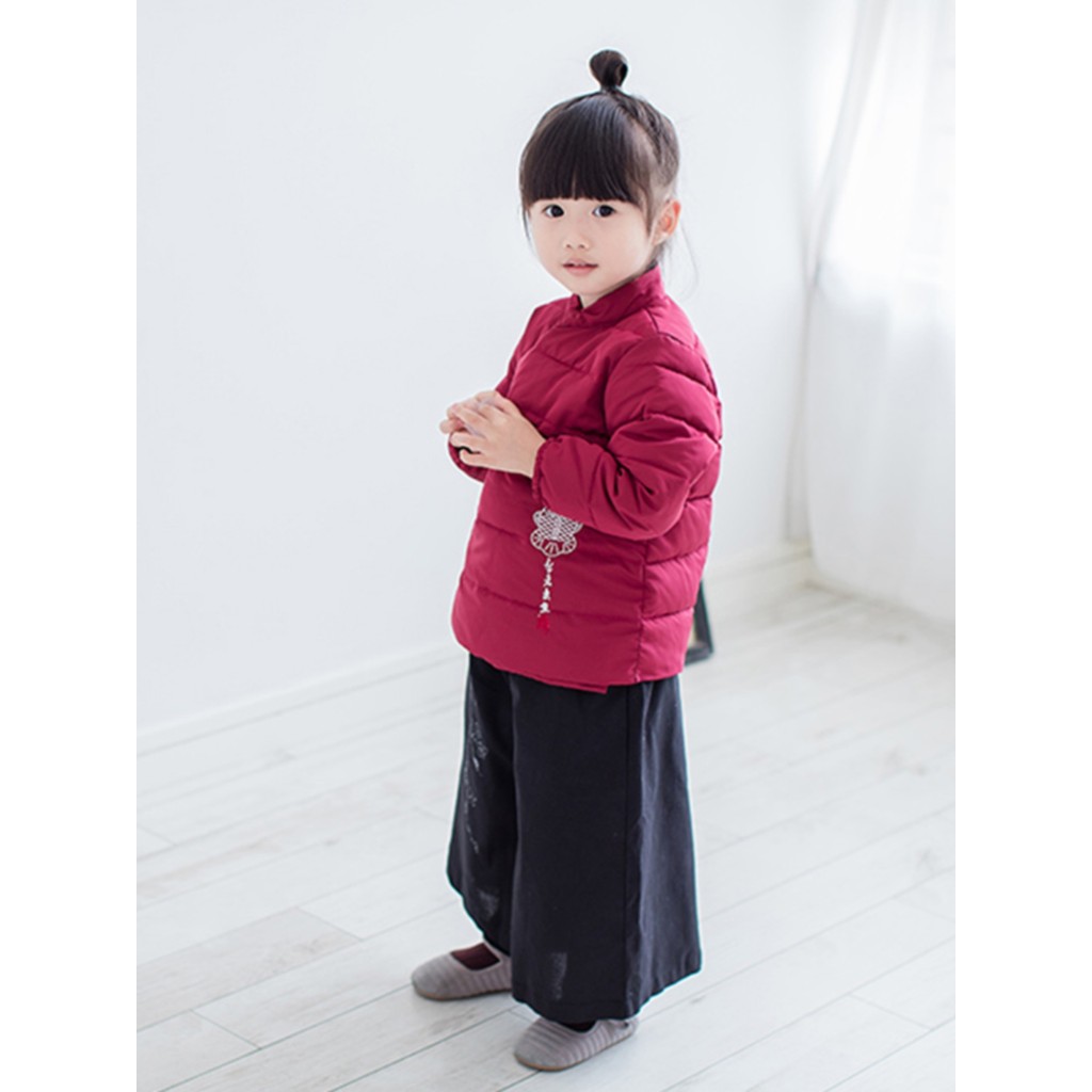 Little Meow Họa Tiết BT081 Bé Gái Retro Hình Chữ Thập Cotton Đệm Quần Áo Họa Tiết Trẻ Em Quần Áo Vẽ 