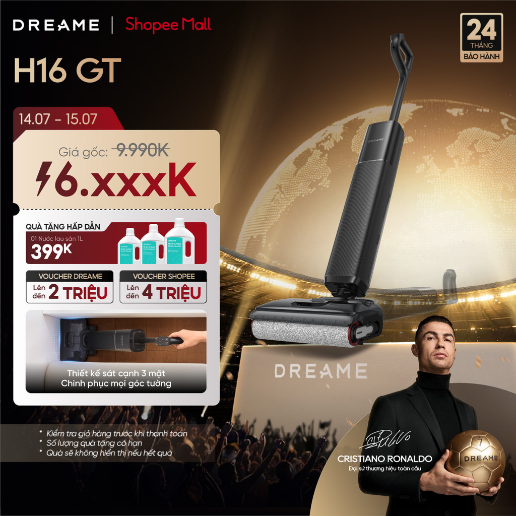 Dreame H16 GT Máy hút bụi lau sàn không dây | thiết kế siêu mỏng 9.9cm | lực hút cực đại 23.000Pa | 