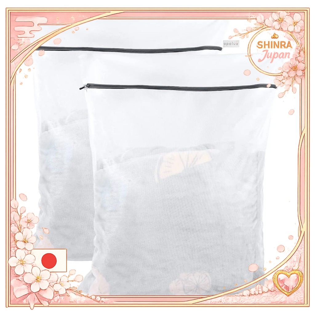 《Direct From Japan》  Non-fluorescent, measured Apolux laundry net, square shape, fine mesh, durable,