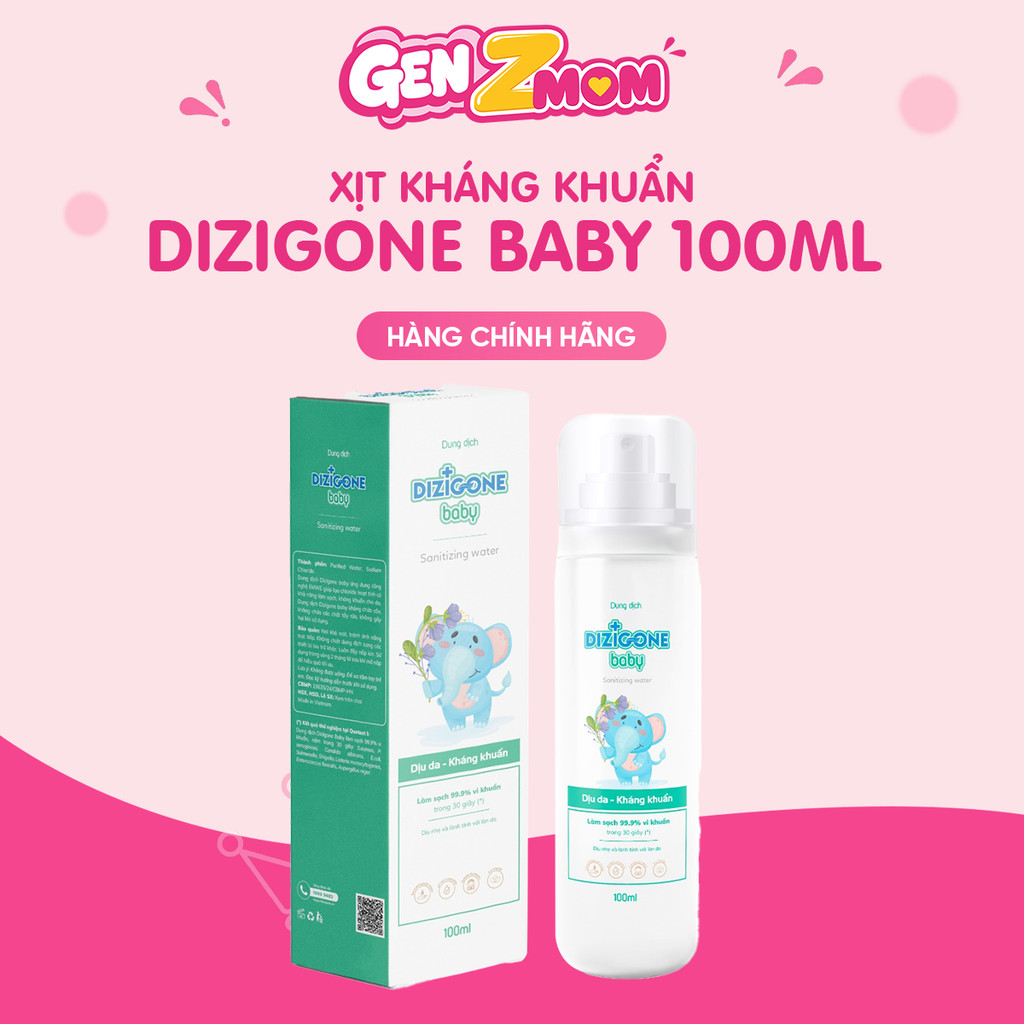 Dung dịch xịt Dizigone Baby hỗ trợ làm sạch da, khoang miệng cho bé (100ml)