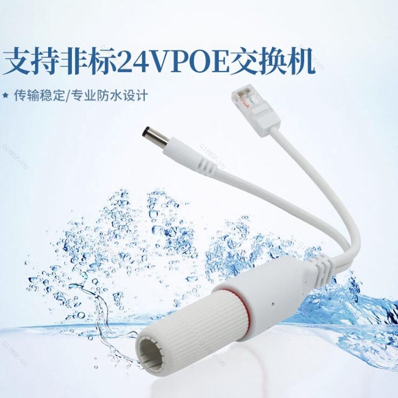 Bộ chia DC 24V đến 12V POE Bộ chuyển đổi cáp chống nước Bộ kết nối nguồn điện Mô-đun Poe Injector
