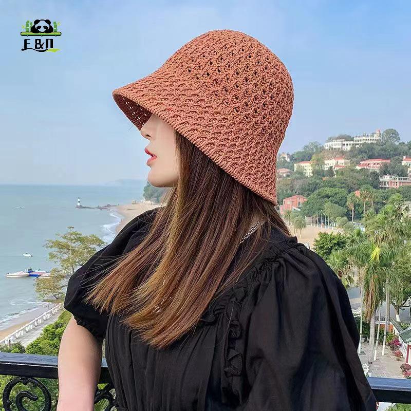 [F & O] Mũ chống nắng cho bé gái Vành rộng Mũ mùa hè mềm mại dành cho nữ Bãi biển Panama Ống hút Mái
