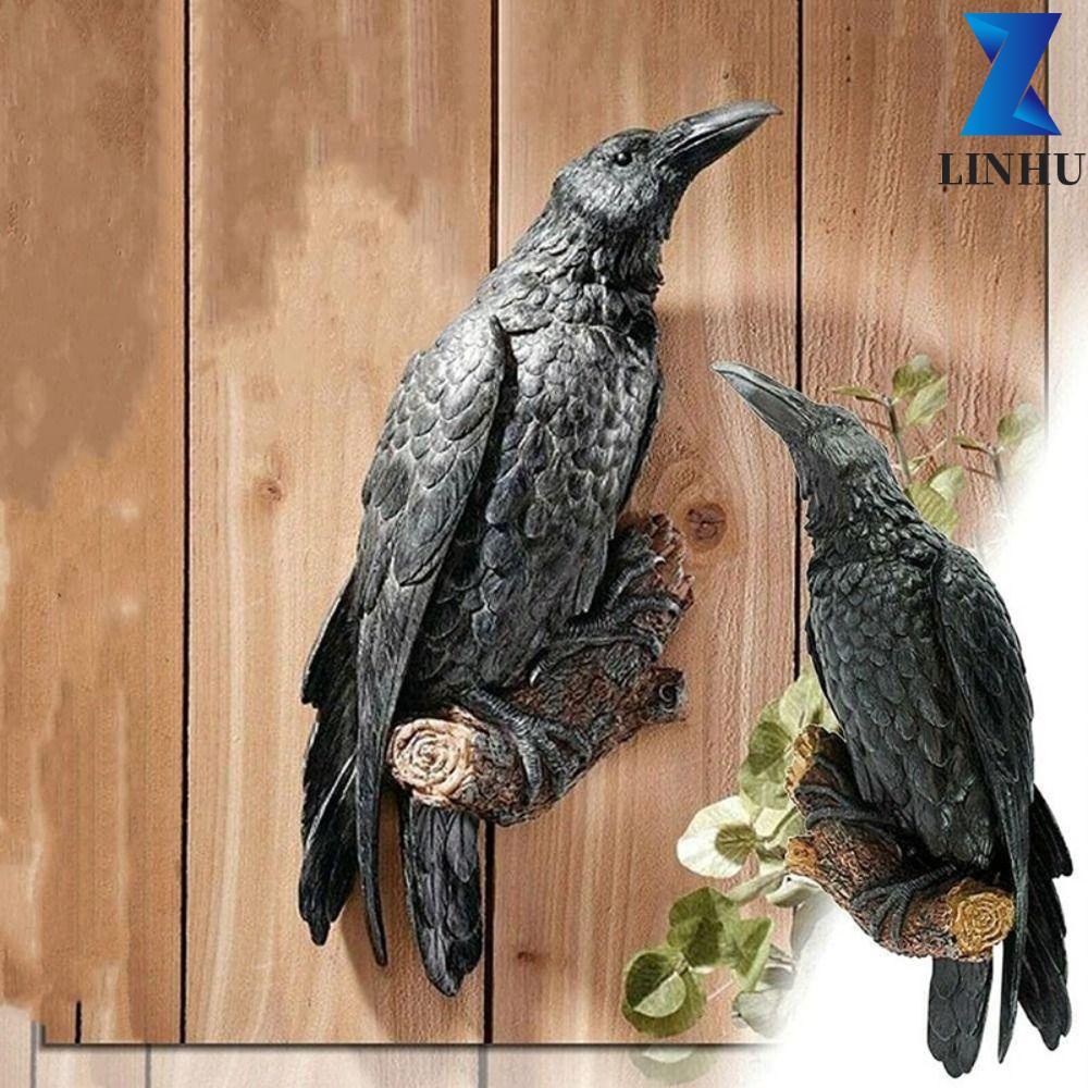 Tượng Raven LINHU, Tượng Chim Đen Nhựa, Vườn Raven Thực Tế Thú Vị Sáng Tạo