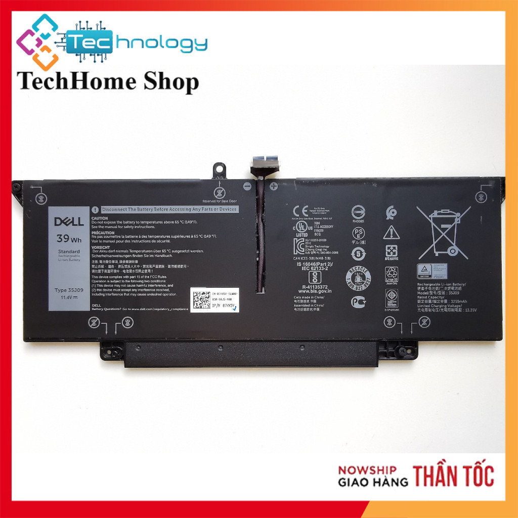 Pin Laptop Dell Latitude 7310 7410 35J09 YJ9RP 09YYF 7YX5Y W65XD 11.4V 39Wh