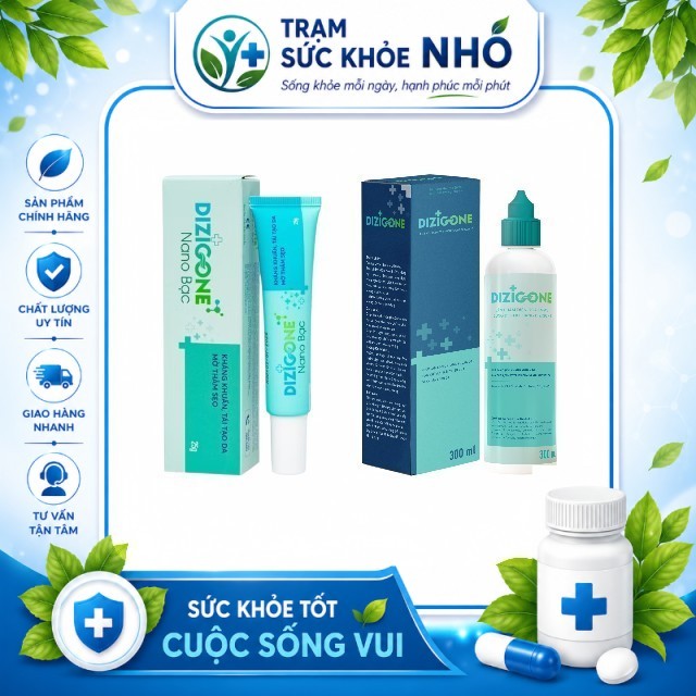 Combo DIZIGONE Kháng Khuẩn & Chăm Sóc Da Toàn Diện - Kem Nano Bạc Dizigone 25g + Dung Dịch Kháng Khu