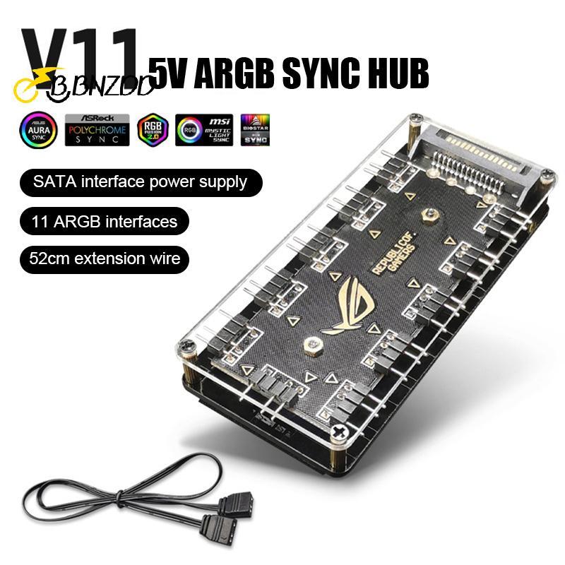 [BBNZDD] Quạt làm mát PC ARGB HUB 1 đến 11 5V 3Pin LED Strip Light HUB Adapter SATA Power ARGB Fan S