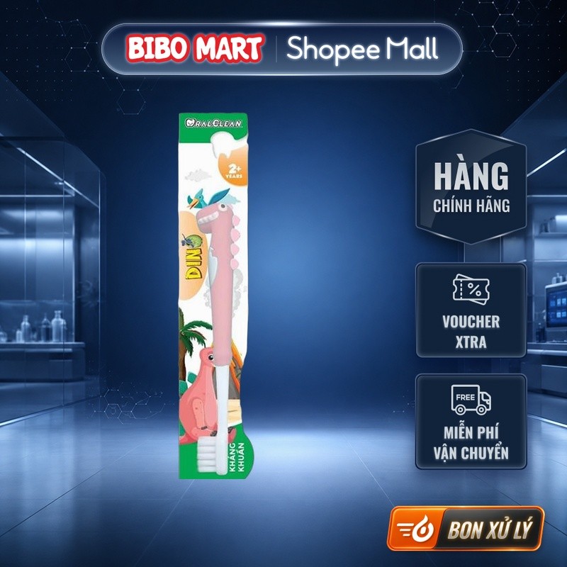 Bàn Chải Đánh Răng OralClean Dino Kids Soft Cho Bé Lông Mềm Màu Xanh/ Hồng - Bibo Mart