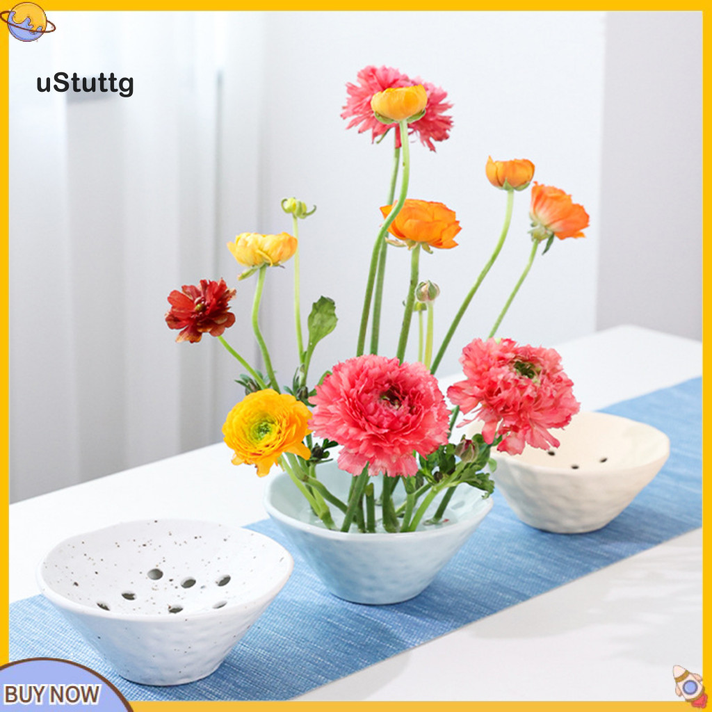 {uStuttg} Bát ếch hoa gốm sứ Bát ếch gốm sành điệu Bình hoa Ikebana Bình hoa ếch – Giá đỡ sắp xếp Nh