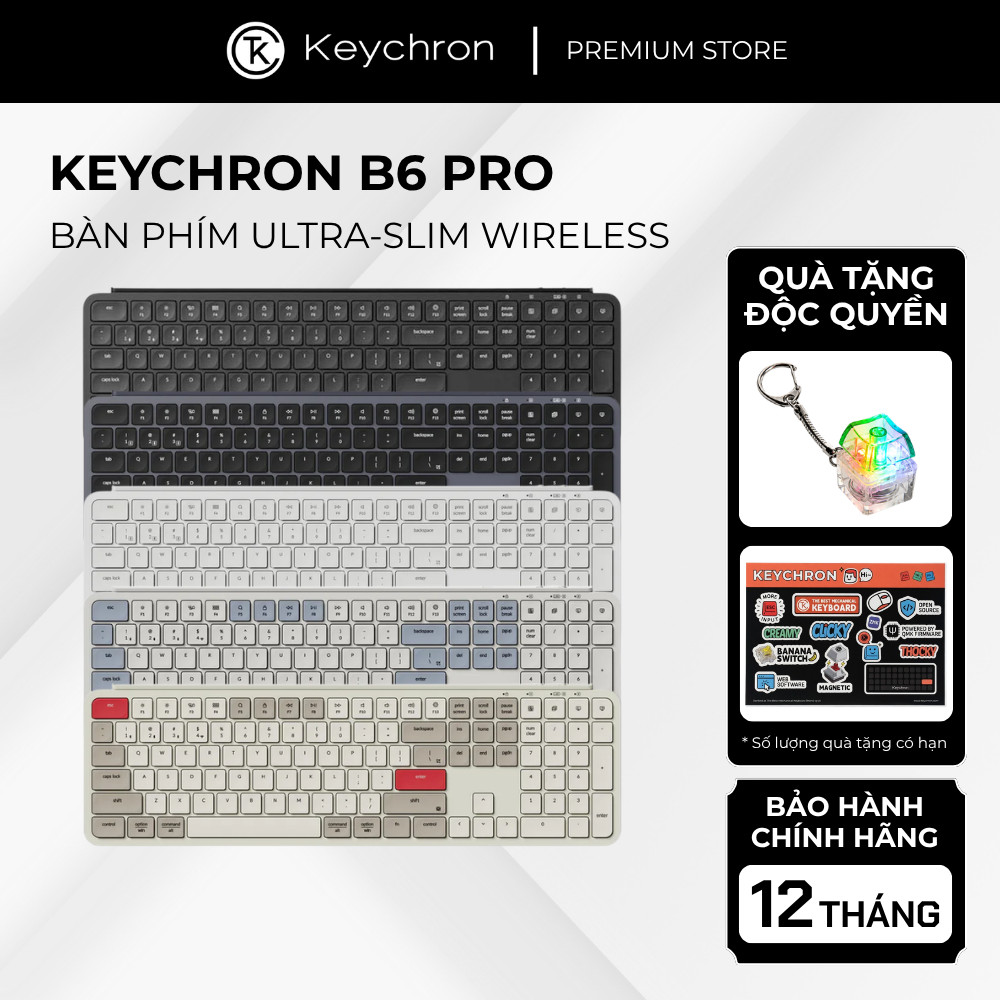 Bàn Phím Keychron B6 Pro Wireless Ultra Slim Full Size Bluetooth 2.4G