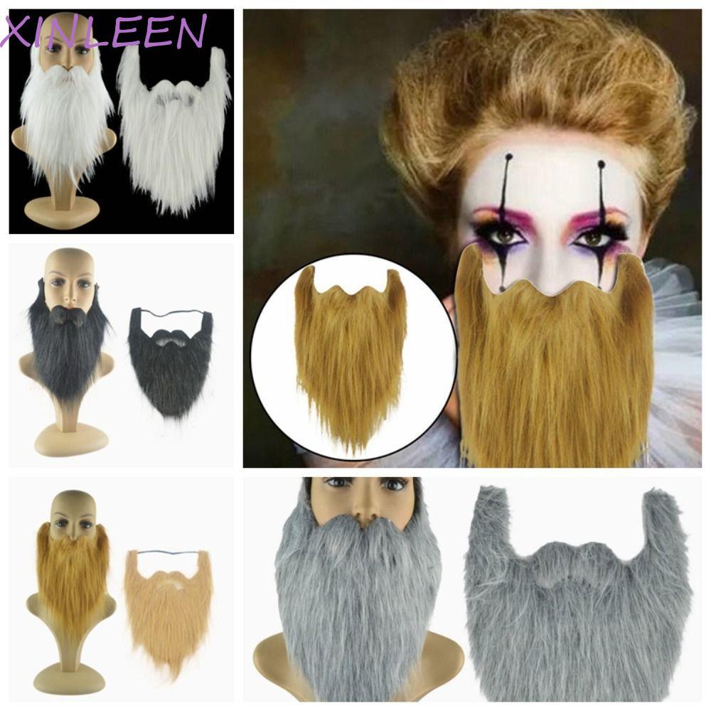 XINLEENST Râu Giả Thực Tế, Râu Giả Dài Lông Tơ Halloween Giả Râu Giả, Râu Giả Nhân Tạo 30cm Mô Phỏng