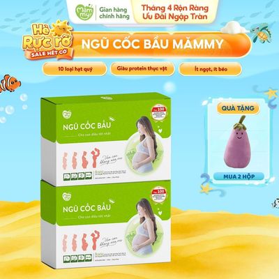 Ngũ Cốc Bầu Mămmy hộp 20 gói với 10 loại hạt quý giàu chất dinh dưỡng dành cho mẹ bữa ăn tiện lợi, hộp 400g