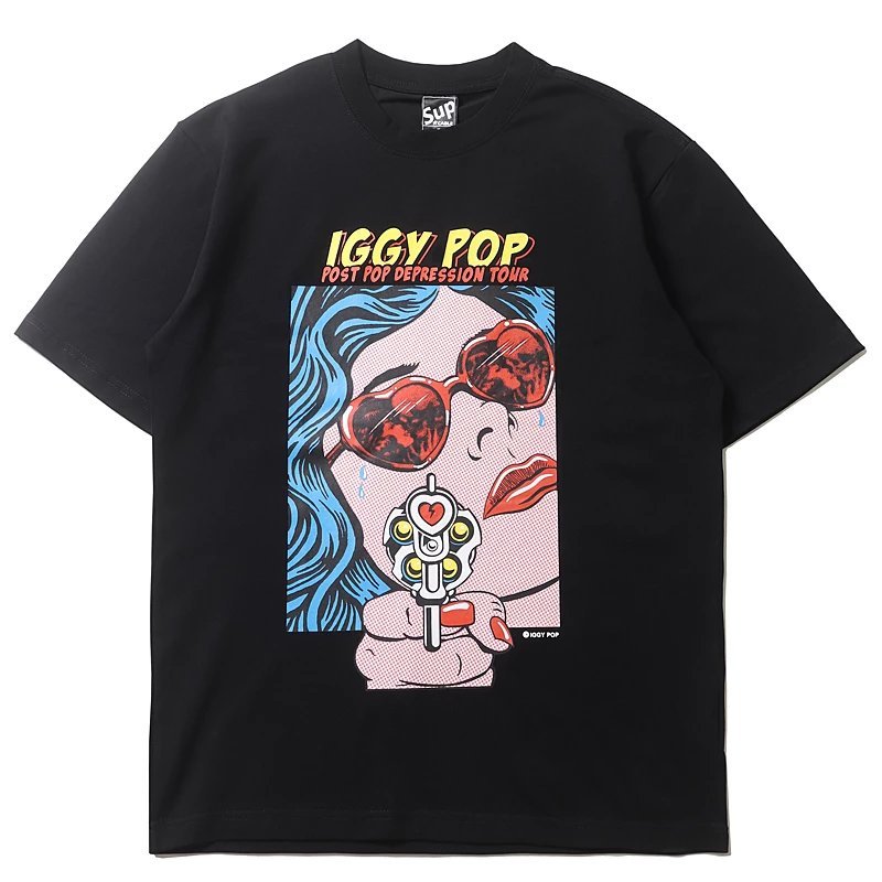 American Street Wear IGGY POP IGGY POP Punk Style Áo thun in hình độc đáo