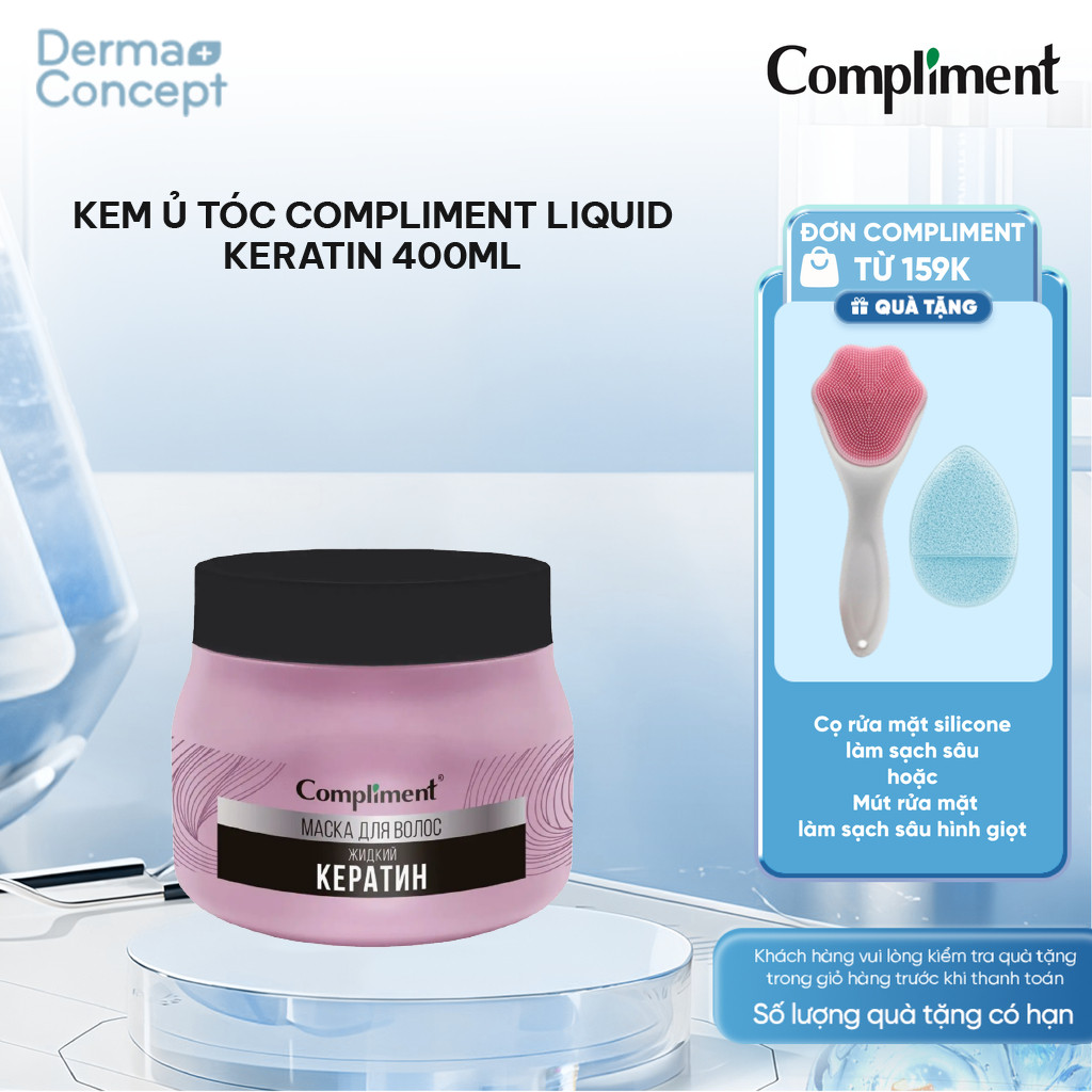 Kem ủ tóc Compliment Liquid Keratin nuôi dưỡng tóc bóng mượt, phục hồi, giảm gãy rụng 400ml