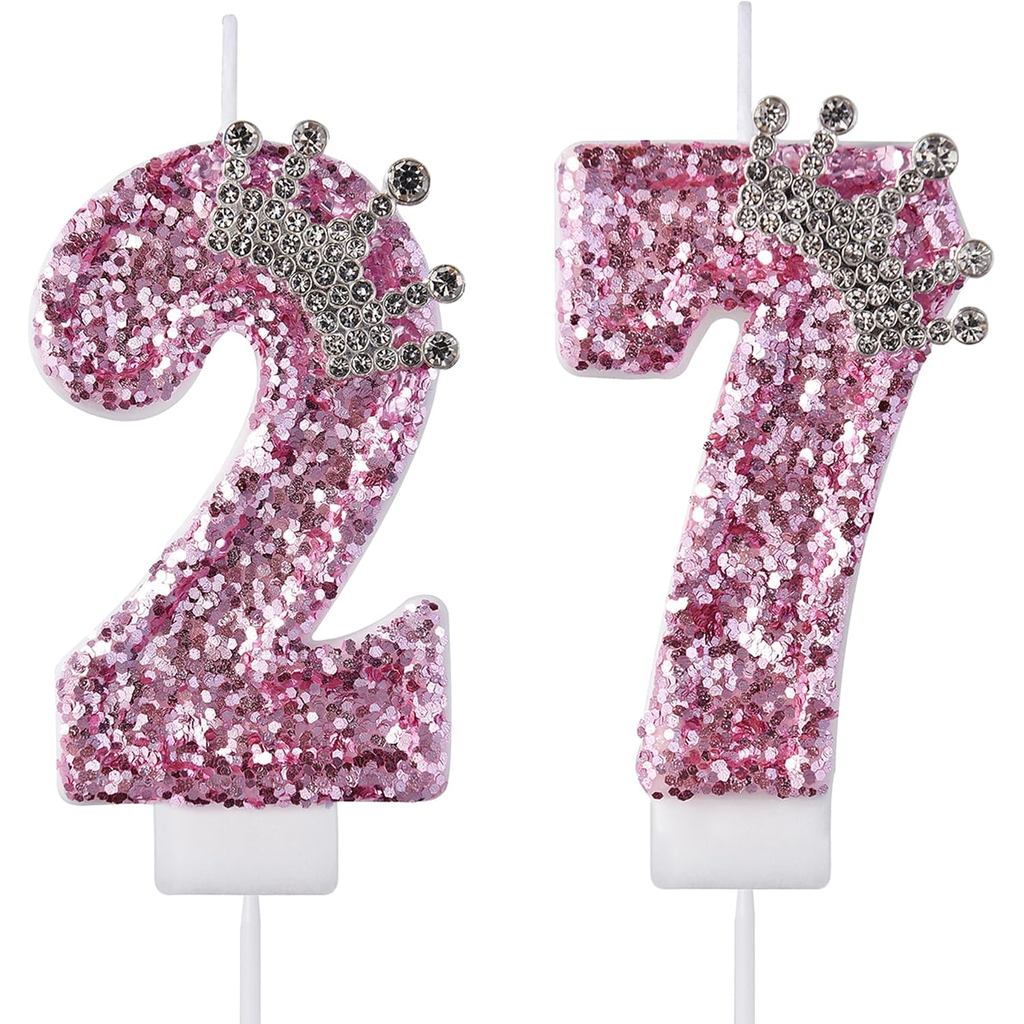 27 72 Nến Sinh Nhật, 27th 72 Nến Bánh, Màu Hồng Sinh Nhật Số 27 72 Nến Bánh Topper Trang Trí Cho Đản