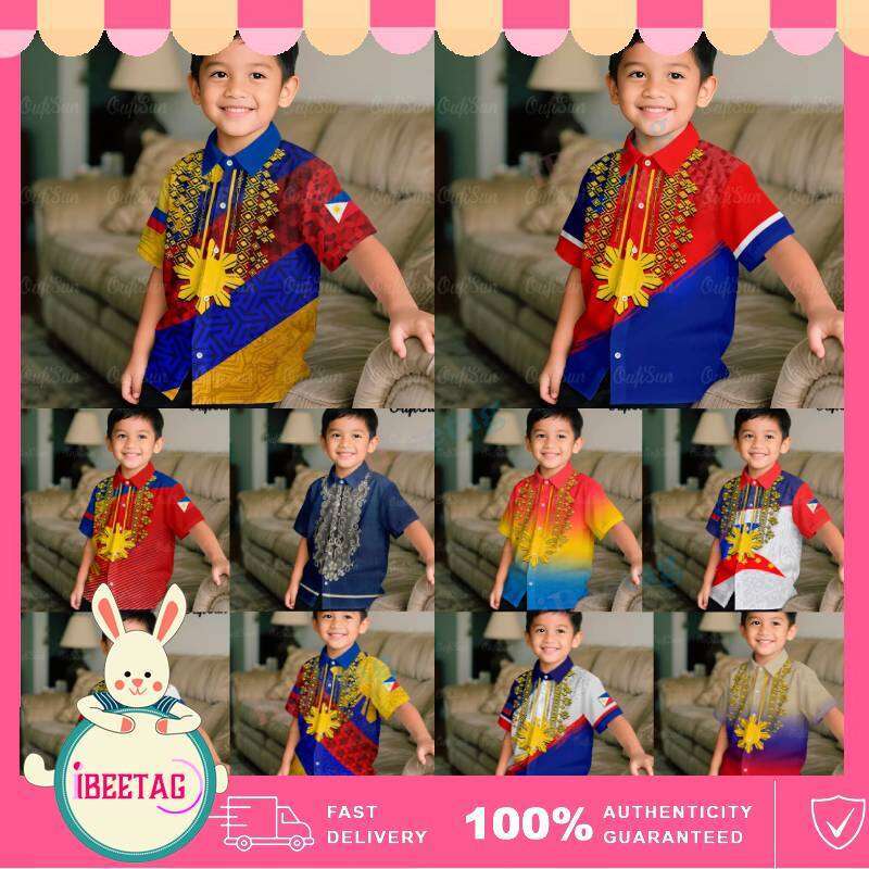 Buwan Ng Wika Barong Tagalog Trang phục bé trai Trẻ em Trang phục trang trọng cho sự kiện đi học Áo 