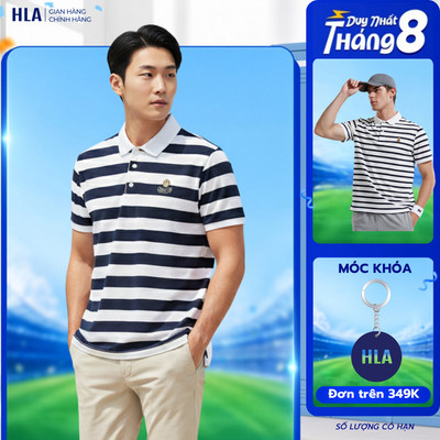 [BÁN CHẠY] Áo POLO nam tay ngắn HLA x ZOLA kẻ sọc, cổ bẻ tinh tế, năng động & co giãn