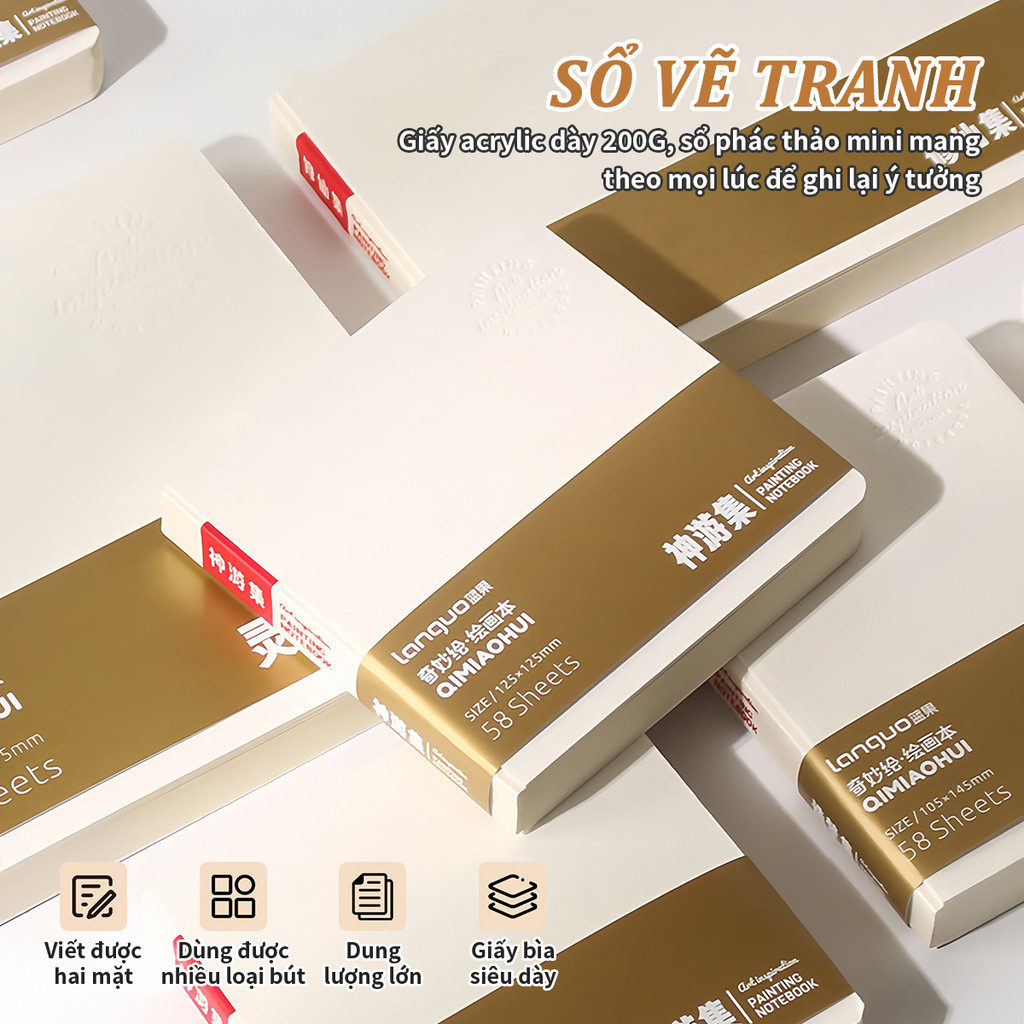 Sổ Vẽ Mini 200gsm, Sổ Tay Bỏ Túi Tiện Lợi 116 Trang, Sổ Phác Thảo Cho Vẽ Nguệch Ngoạc, Vẽ Tay, Mở Ph