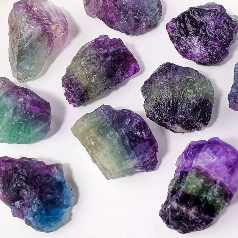 Tricolor Fluorite Đá Thô Nhiều Màu Sắc Fluorite Tím Fluorite Tay Gõ Khuếch Tán Đá Chậu Hoa Trang Trí
