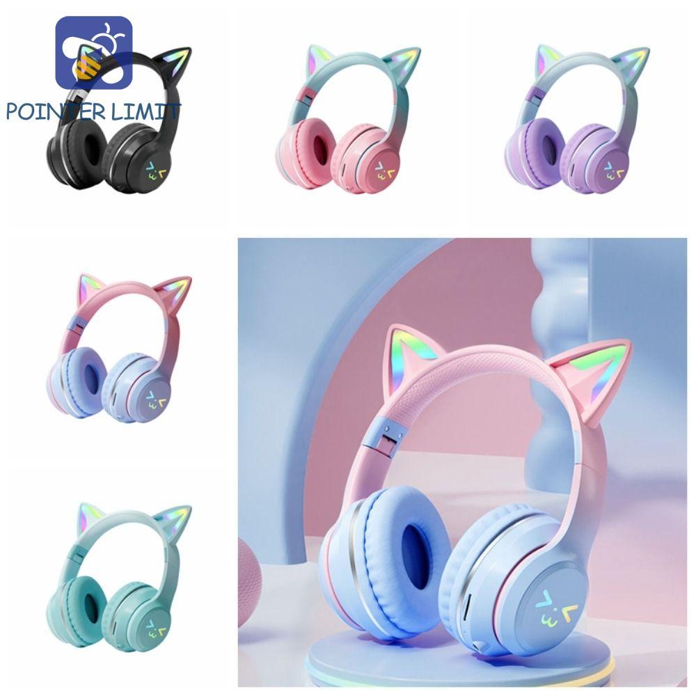 POINTER LIMIT Tai mèo Tai nghe Bluetooth, Tai nghe không dây chuyển màu mèo ABS, nghe bảo vệ Bluetoo