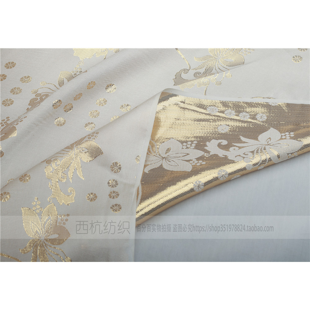 Lụa Trắng Dệt Vàng Mulberry Vàng Satin Mulberry Lụa Vải Hanfu Cổ Sườn Xám Thời Trang Handmade Vải Xi