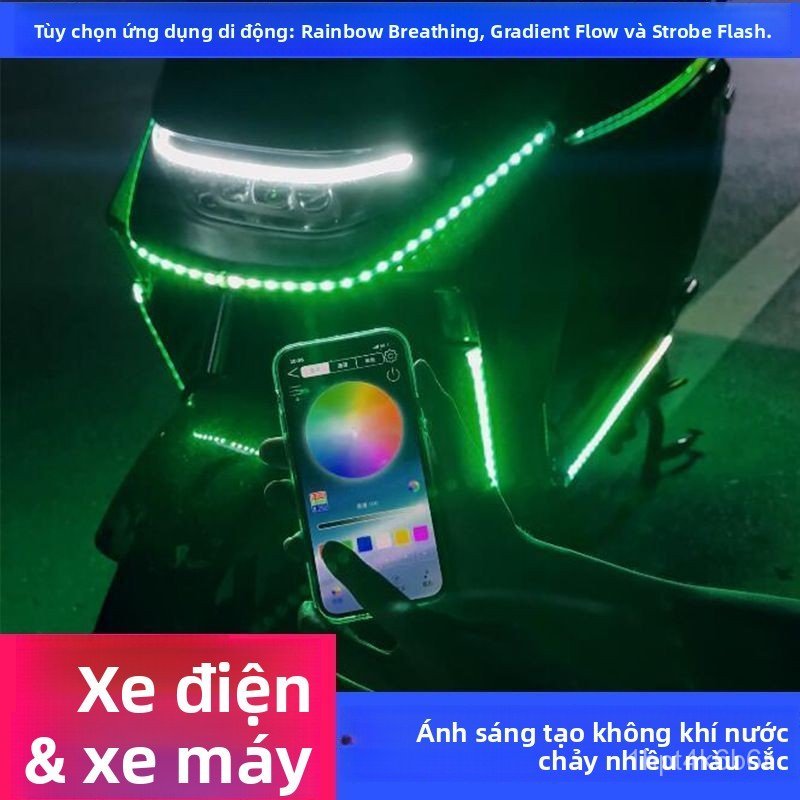 Đèn LED trang trí xe máy xe điện đa năng nhiều màu làm đèn gầm yên xe phong cách