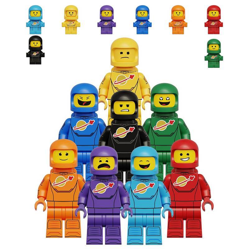 Spaceman Team Series Red Orange Yellow Green Black, Blue and Purple Children's Model Assembled Build