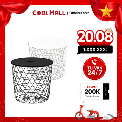 Bàn cafe tròn bằng kim loại màu đen (JN206) Φ60*H60cm, mặt gỗ MDF - Cobi home