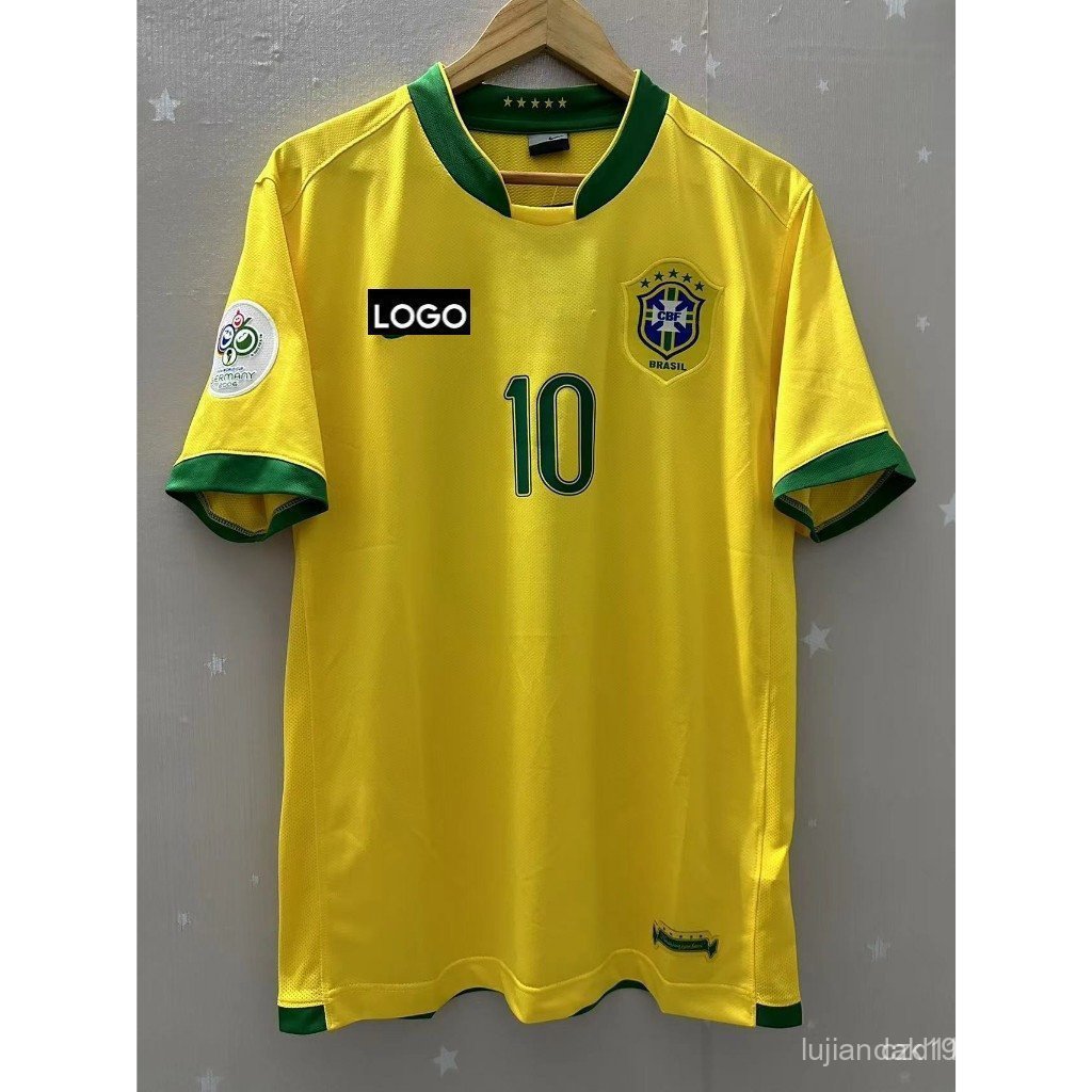 2006 Brazil Home Retro Áo Bóng Đá Chất Lượng Hàng Đầu Áo Bóng Đá RONALDO Áo Thun Tùy Chỉnh