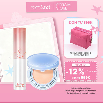 [Combo Ve-easy] Son dưỡng màu tint Romand Glasting Melting Balm 3.5g + Phấn nước Romand Bare Water Cushion 20g