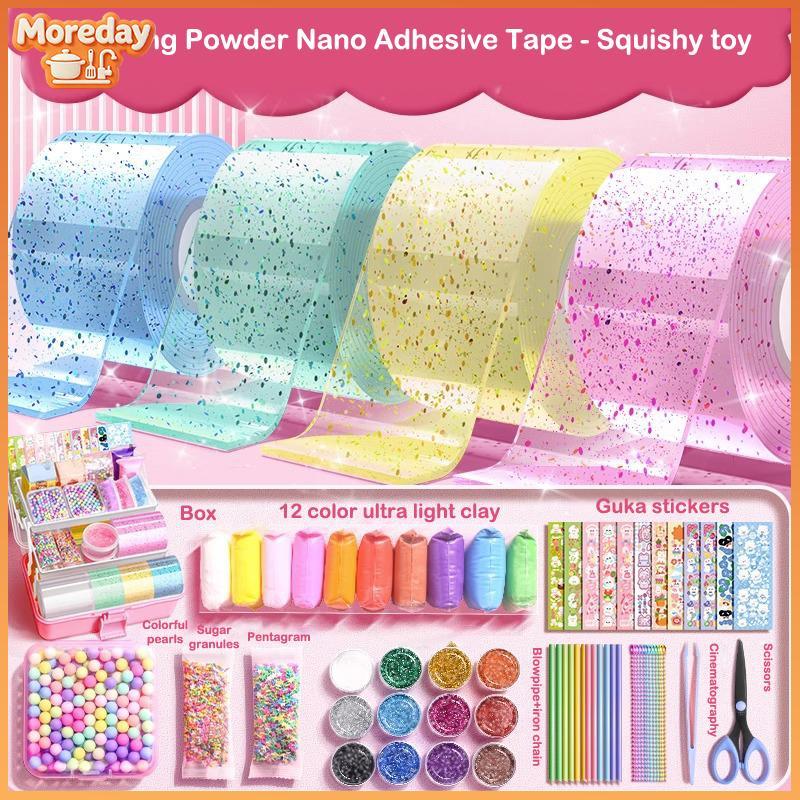 MOD DIY Craft Pinch Toy Making Blowable Bubble Tape Chống đánh dấu Keo hai mặt Màu tái sử dụng Băng 