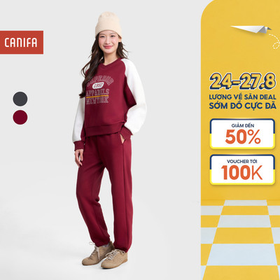 Bộ quần áo nữ CANIFA dài tay có hình in 6ST25C002