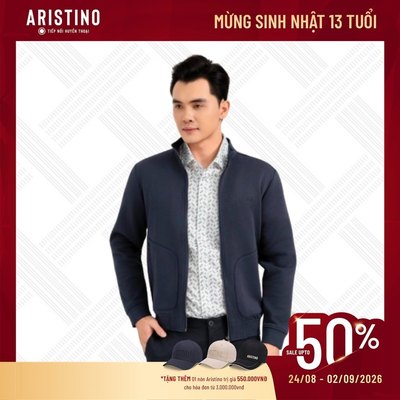 Áo khoác nam một lớp dày dặn Aristino thiết kế Regular Fit cổ stand bo tròn tối giản AJK001EDP01