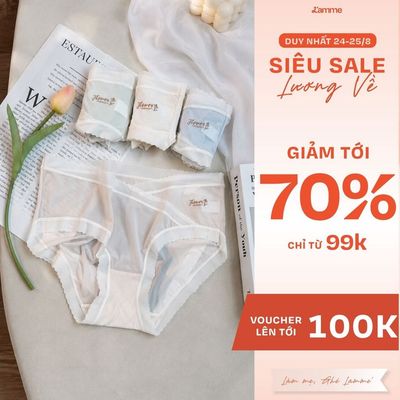 Quần lót bầu cạp chéo chất lụa băng mỏng nhẹ, thoáng mát, co giãn 4 chiều, set 4 quần lụa giấy L'amme