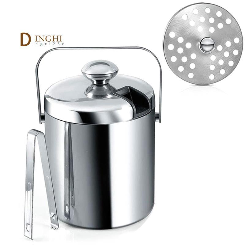 Xô đá có nắp, Xô đá hai lớp có nắp, bằng thép không gỉ, Xô đá cách nhiệt 1,3 lít