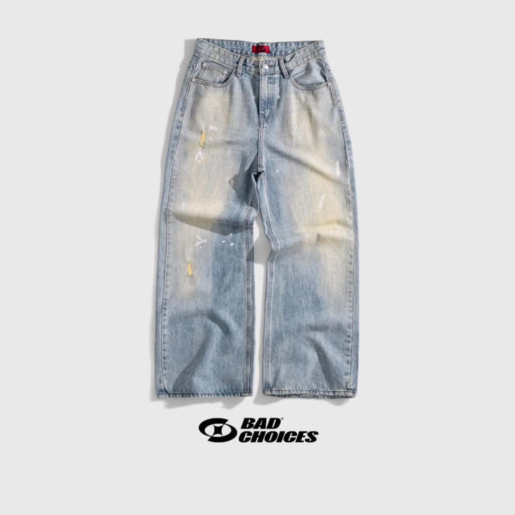 Bad Choices | Quần ống suông STRAIGHT JEANS wash màu vẩy sơn