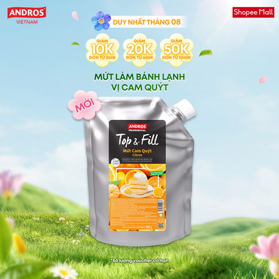 Mứt Làm Bánh Lạnh Vị Cam Quýt - Có miếng trái cây thật - ANDROS Top & Fill - Nguyên liệu làm bánh - 900G