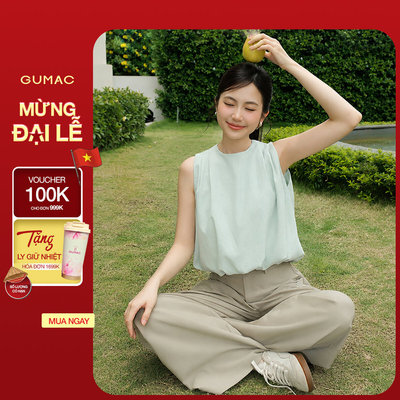 Áo Kiểu Nữ Gmorning - GUMAC Form Bí Không Tay Cổ Tròn Trẻ Trung Hiện Đại YAG05009