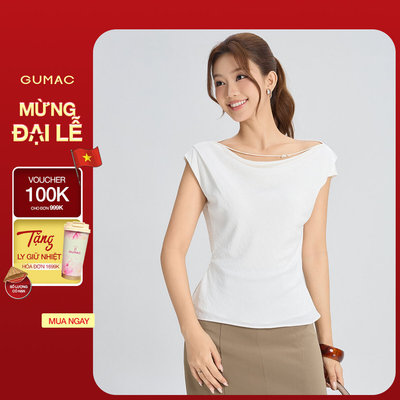Áo Kiểu Nữ GUMAC Form Suông Đánh Eo Thiết Kế Cổ Thoáng Mát Cho Mùa Hè AG06010