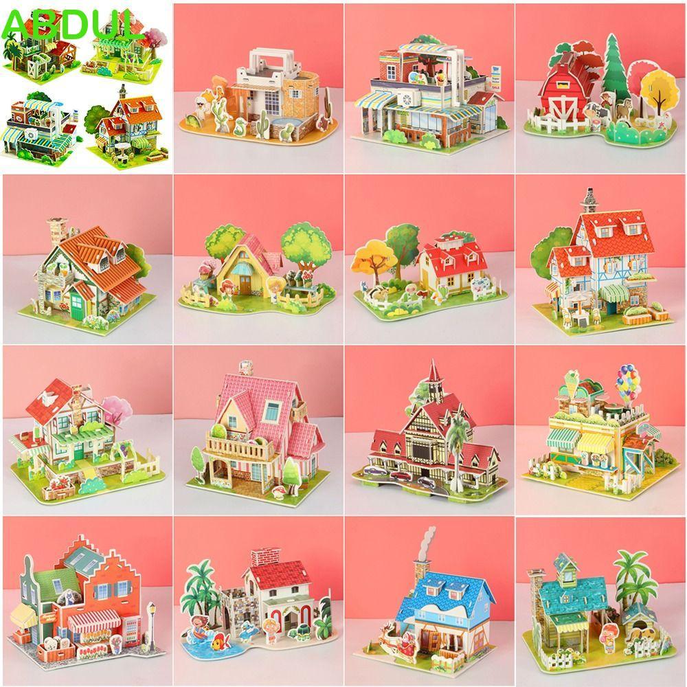 ABDUL Building 3D Puzzle, 3D Puzzle Assembly Building Blocks DIY House Model Puzzle, Cartoon Paper J