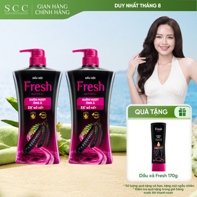 Combo 2 Dầu Gội FRESH Thiên Nhiên Chiết Xuất Bồ Kết Suôn Mượt Óng Ả 650g/chai