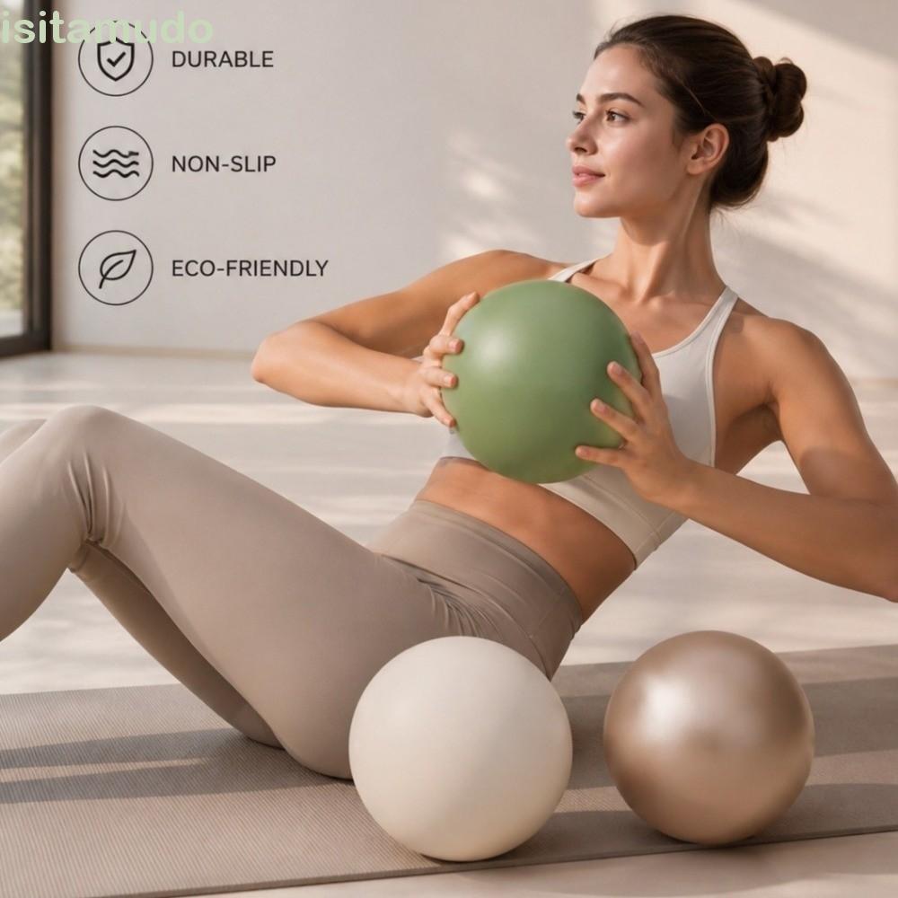 ISITAMUDO Yoga Ball, Bóng Pilates mềm bơm hơi, Chống trượt gia đình dày 22 cm Fitness Pilates Ball G