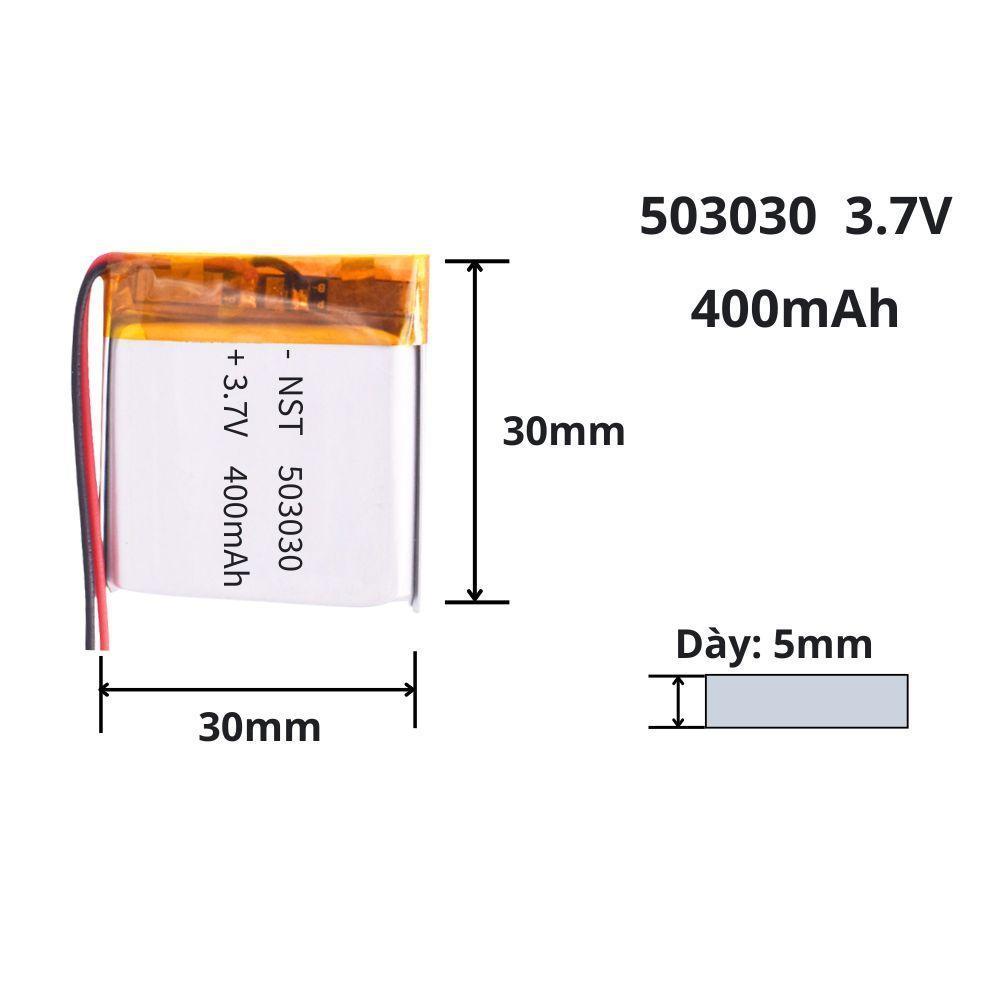 Pin sạc Lipo 3.7V 400mAh 503030 cho tai nghe, Loa, camera, đồng hồ định vị